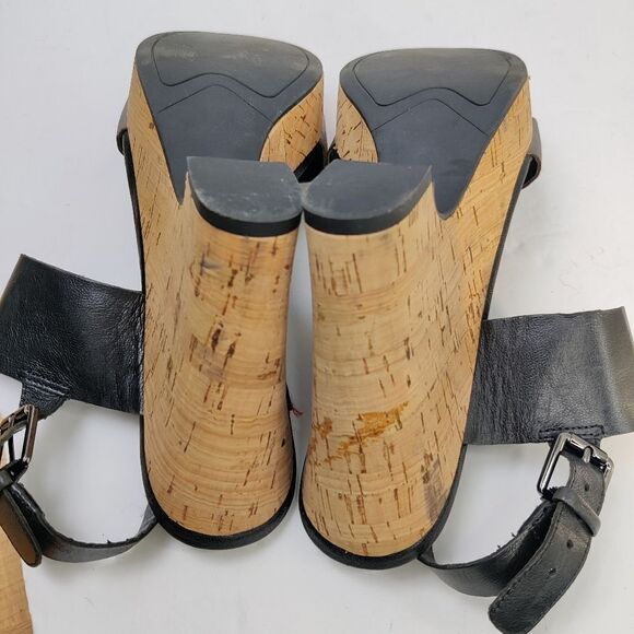 Franco sarto Cork Wedge High Heel Platform Sandals Sz 8.5 Leather Straps - Picture 7 of 12